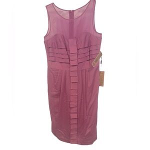 NWT Nue by Shani Sheer Topped Pleated Midi Dress Size 10